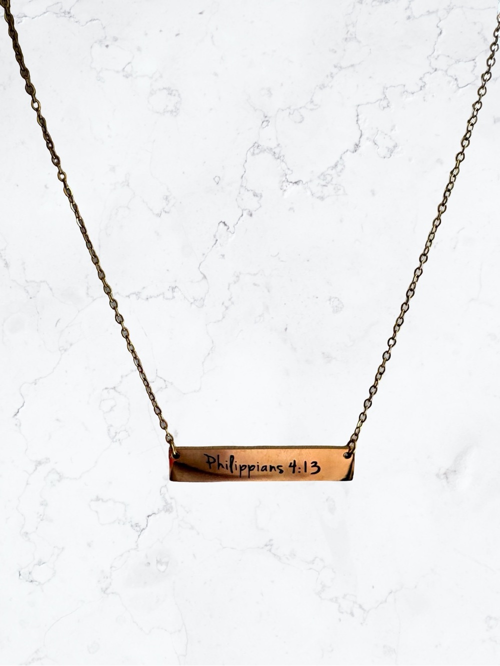 Philippians 4:13 Bar Pendant Necklace Stainless Steel